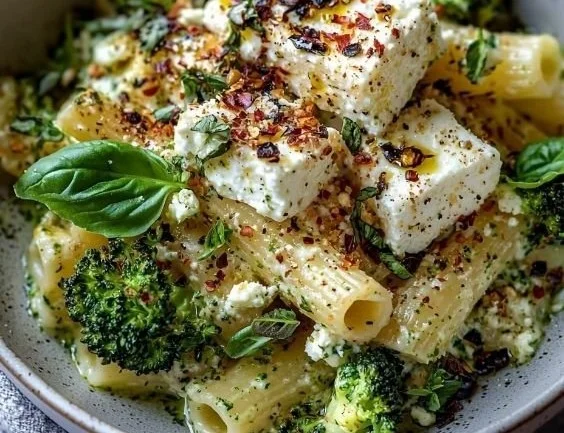 Ofenpasta mit Brokkoli und Feta