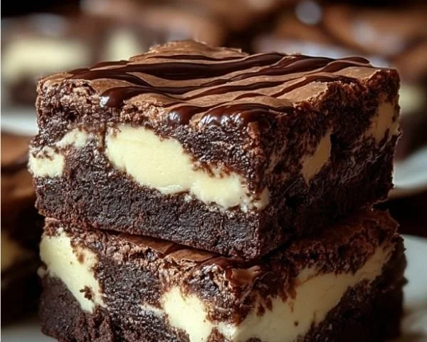 Leckere Frischkäse-Brownies auf einem Teller serviert