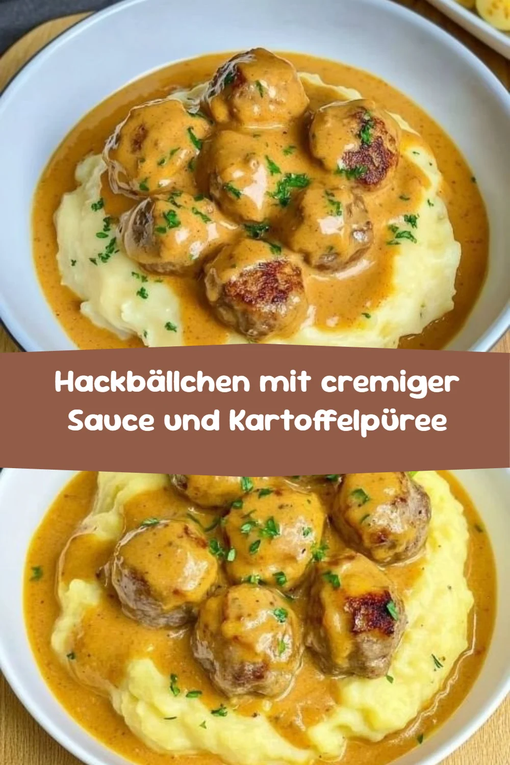 Hackbällchen mit cremiger Sauce und Kartoffelpüree