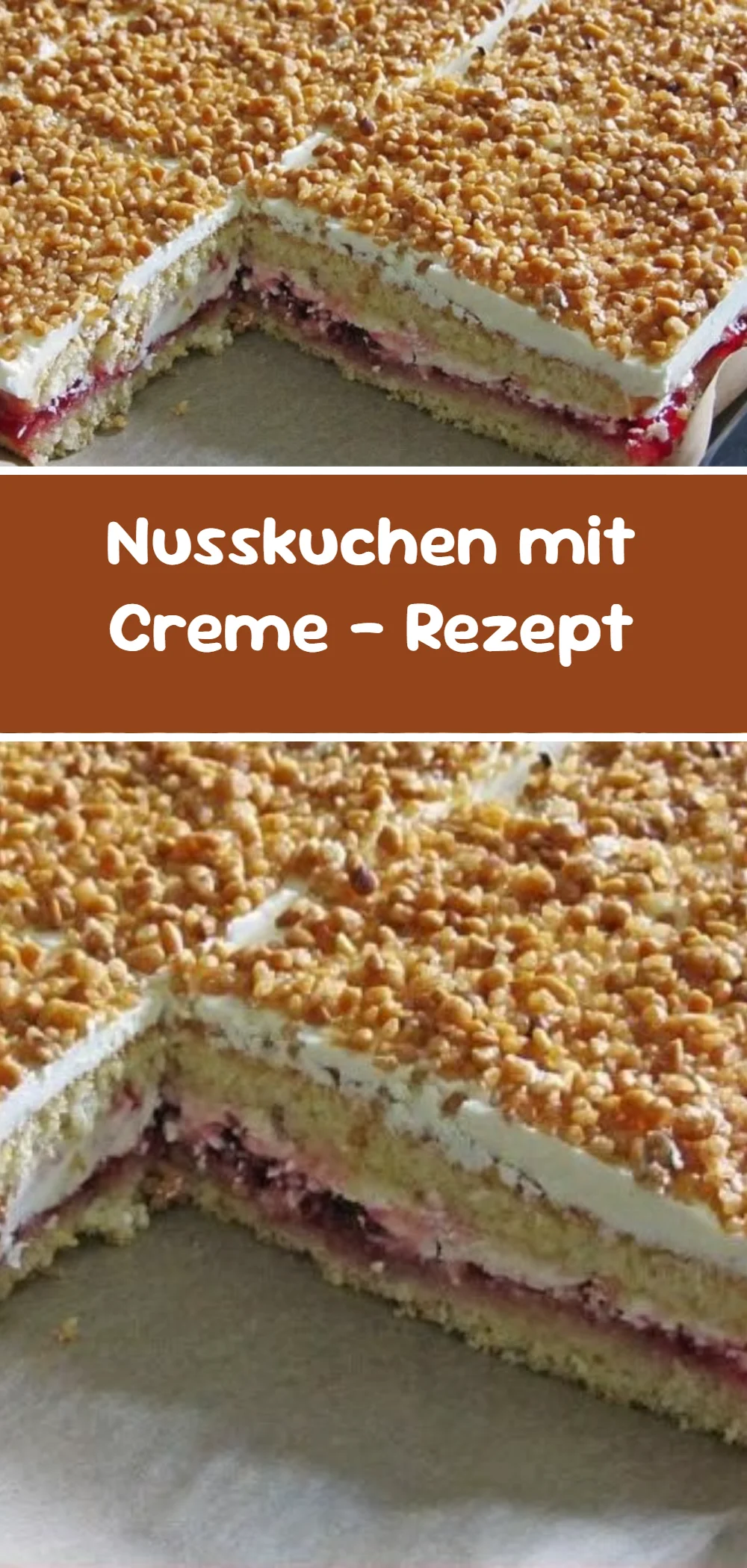 Nusskuchen mit Creme – Rezept