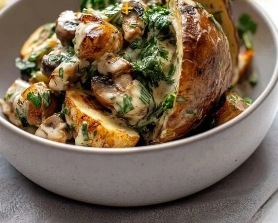 Ofenkartoffeln mit Pilz-Spinat-Füllung