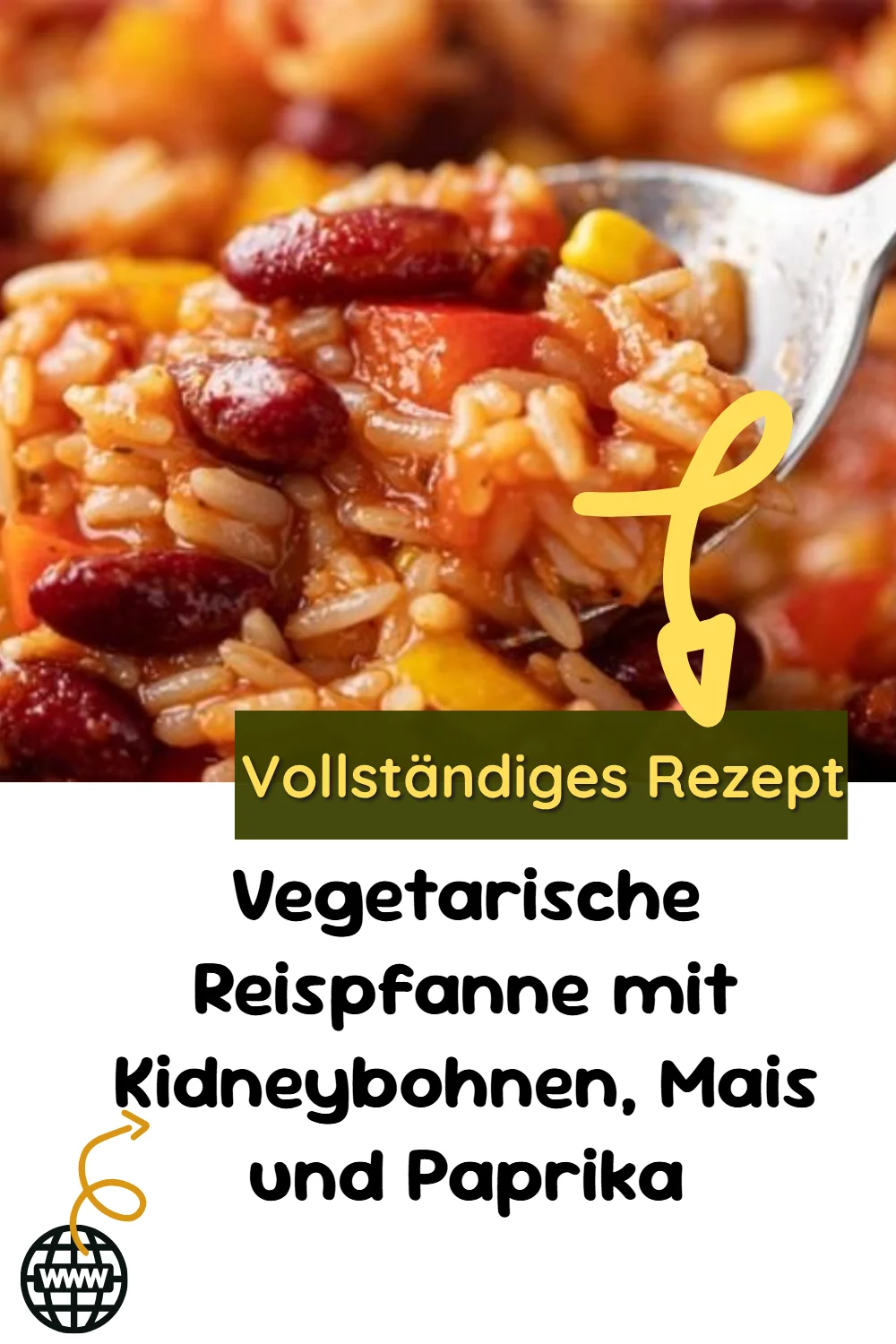 Vegetarische Reispfanne mit Kidneybohnen, Mais und Paprika