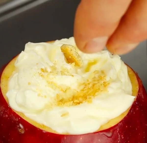 Warmer Käsekuchen mit Äpfeln, frisch gebacken und serviert